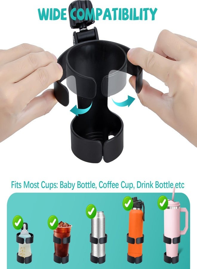 Runhike Stroller Cup Holder Compatible with Thule,360° Rotatable Stroller Accessories with Large Caliber,Black - Image 5